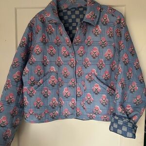 Floral Blue quilted Women's Jacket